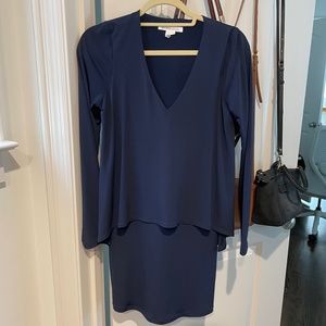 BCBGeneration Long-Sleeved Navy Overlay Dress